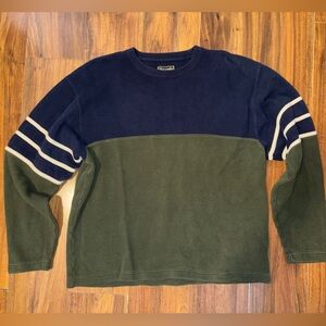 Vintage Abercrombie & Fitch Navy and Olive Colorblock Crewneck Sweater